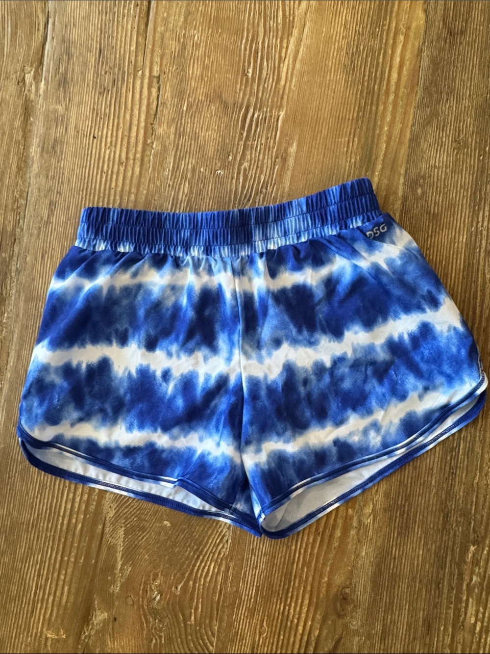 DSG Blue and White Tie-Dye Kids Athletic Shorts